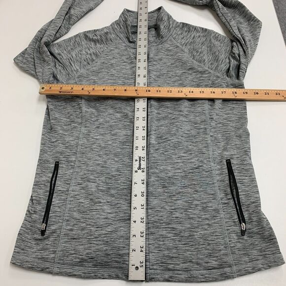 T by Talbots Jacket Womens M Medium Gray Spacedye Zip Up Thumbhole Mock Neck - Picture 8 of 13